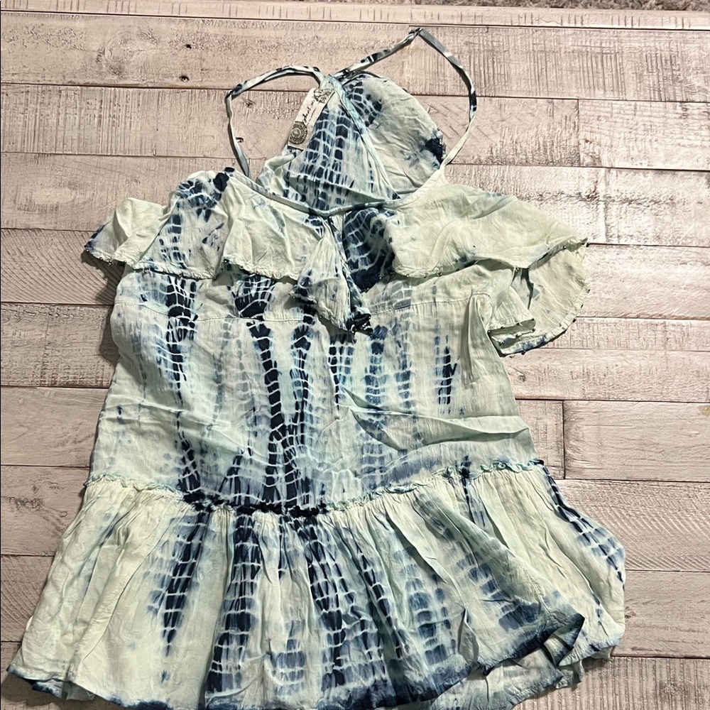 Free People Blue and White Top